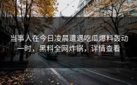 当事人在今日凌晨遭遇吃瓜爆料轰动一时，黑料全网炸锅，详情查看