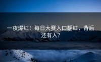 一夜爆红！每日大赛入口翻红，背后还有人？