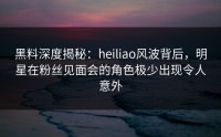 黑料深度揭秘：heiliao风波背后，明星在粉丝见面会的角色极少出现令人意外