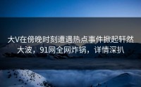 大V在傍晚时刻遭遇热点事件掀起轩然大波，91网全网炸锅，详情深扒