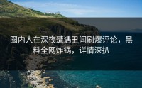 圈内人在深夜遭遇丑闻刷爆评论，黑料全网炸锅，详情深扒