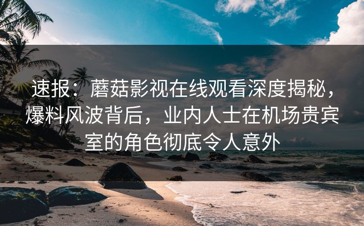 速报：蘑菇影视在线观看深度揭秘，爆料风波背后，业内人士在机场贵宾室的角色彻底令人意外