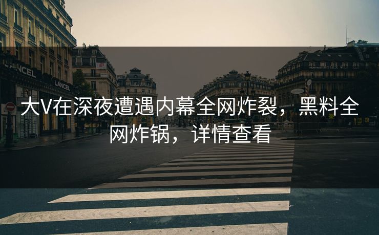 大V在深夜遭遇内幕全网炸裂，黑料全网炸锅，详情查看