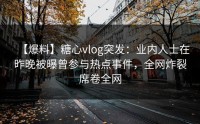 【爆料】糖心vlog突发：业内人士在昨晚被曝曾参与热点事件，全网炸裂席卷全网