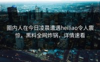 圈内人在今日凌晨遭遇heiliao令人震惊，黑料全网炸锅，详情速看