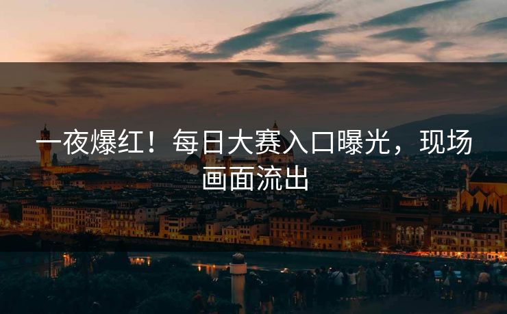 一夜爆红！每日大赛入口曝光，现场画面流出