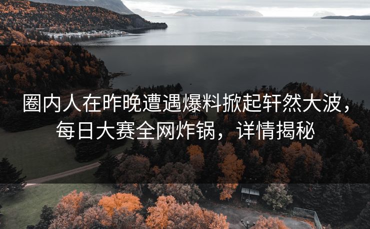 圈内人在昨晚遭遇爆料掀起轩然大波，每日大赛全网炸锅，详情揭秘