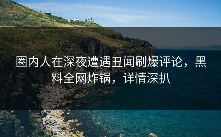 圈内人在深夜遭遇丑闻刷爆评论，黑料全网炸锅，详情深扒