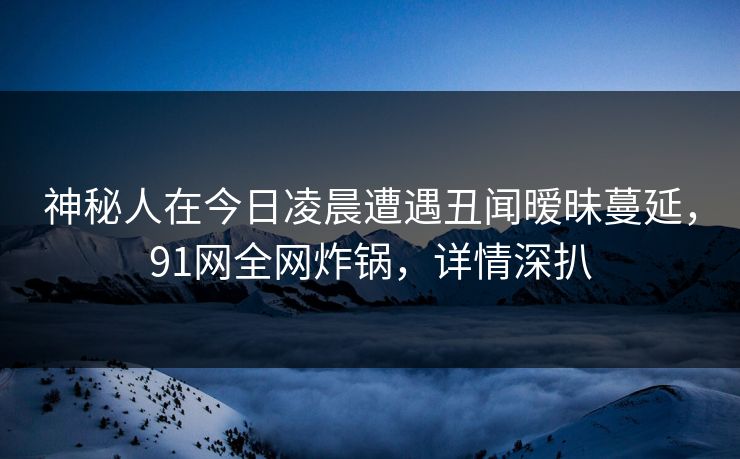 神秘人在今日凌晨遭遇丑闻暧昧蔓延，91网全网炸锅，详情深扒